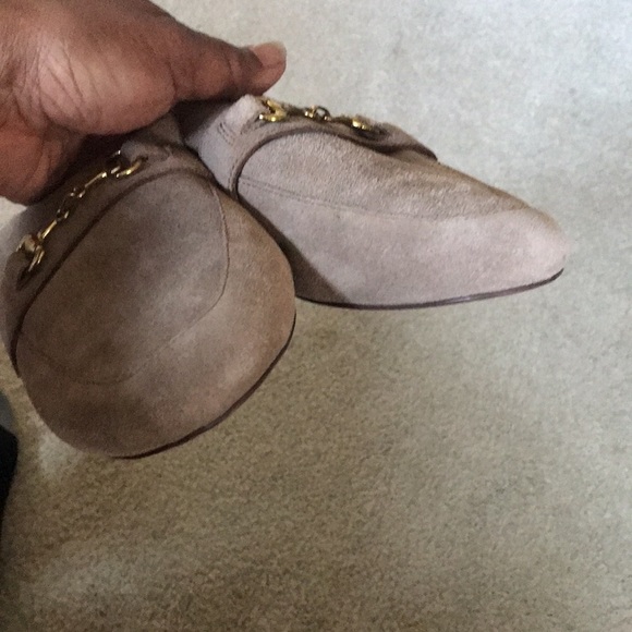 Kensie Poppi Taupe Leather Upper Slip on Suede Mules w/Gold Metal Detailing-9M - Picture 8 of 9